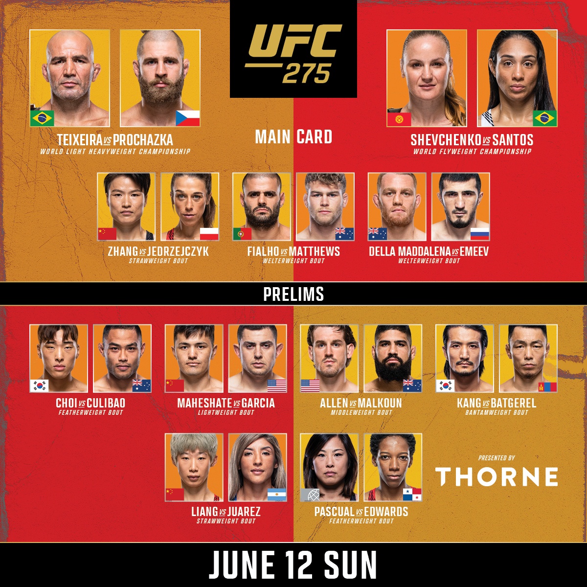 Прямая трансляция турнира UFC 275: Тейшейра - Прохазка Прямая трансляция турнира UFC 275: Тейшейра - Прохазка